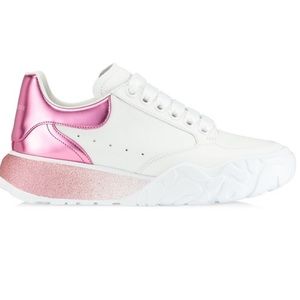 Alexander McQueen Metallic Court Sneakers White Pink Women’s EU 39/US 9 $690